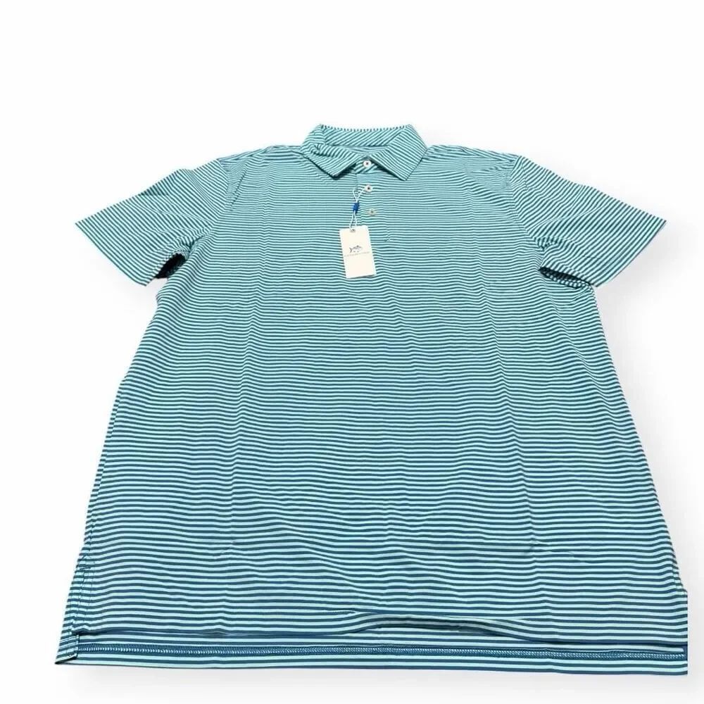 Southern Tide Brrr Bellview Stripe Baltic Teal Performance Polo Mens X-Large New